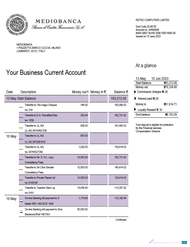 Download Mediobanca business statement Word and PDF template Photoshop template